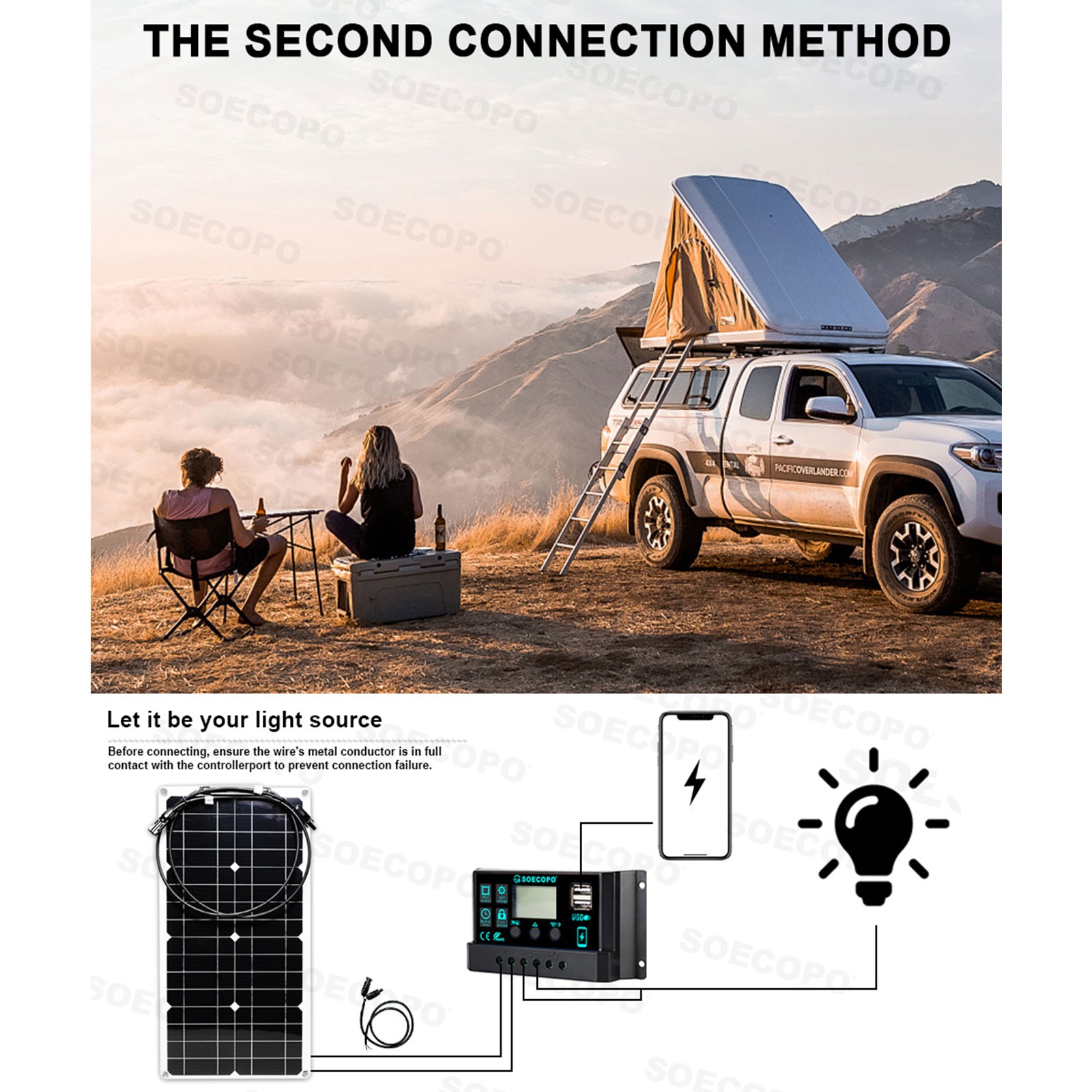 7000W Peak Solar System Kit Flexible Panel DC12V24V AC110V/220V Inverter 100A