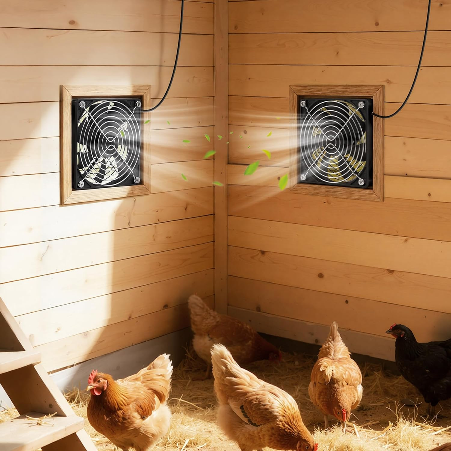 Solar Powered Exhaust Fan Kit 30W Dual Ventilation Chicken Coop Greenhouse Shed