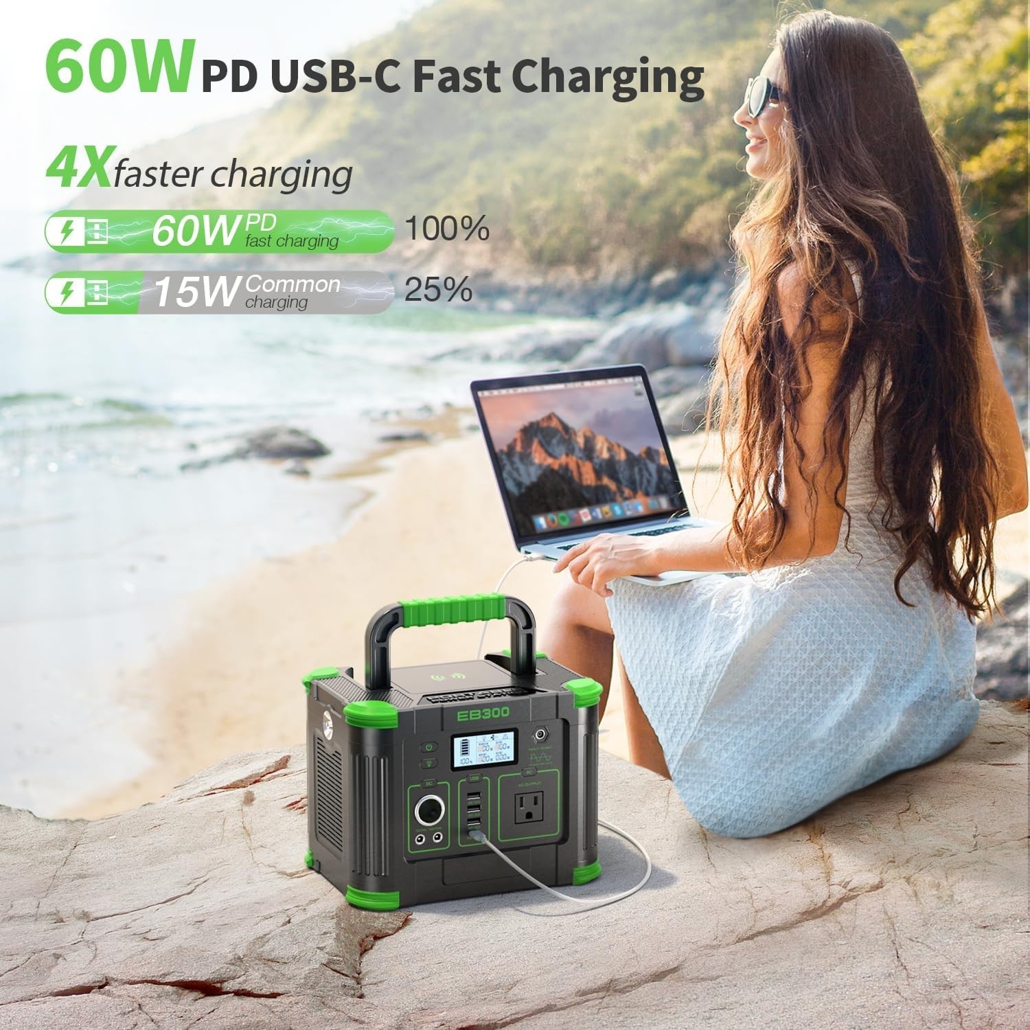 Portable Solar Power Station 330W with LED Flashlight – Your Outdoor Companion