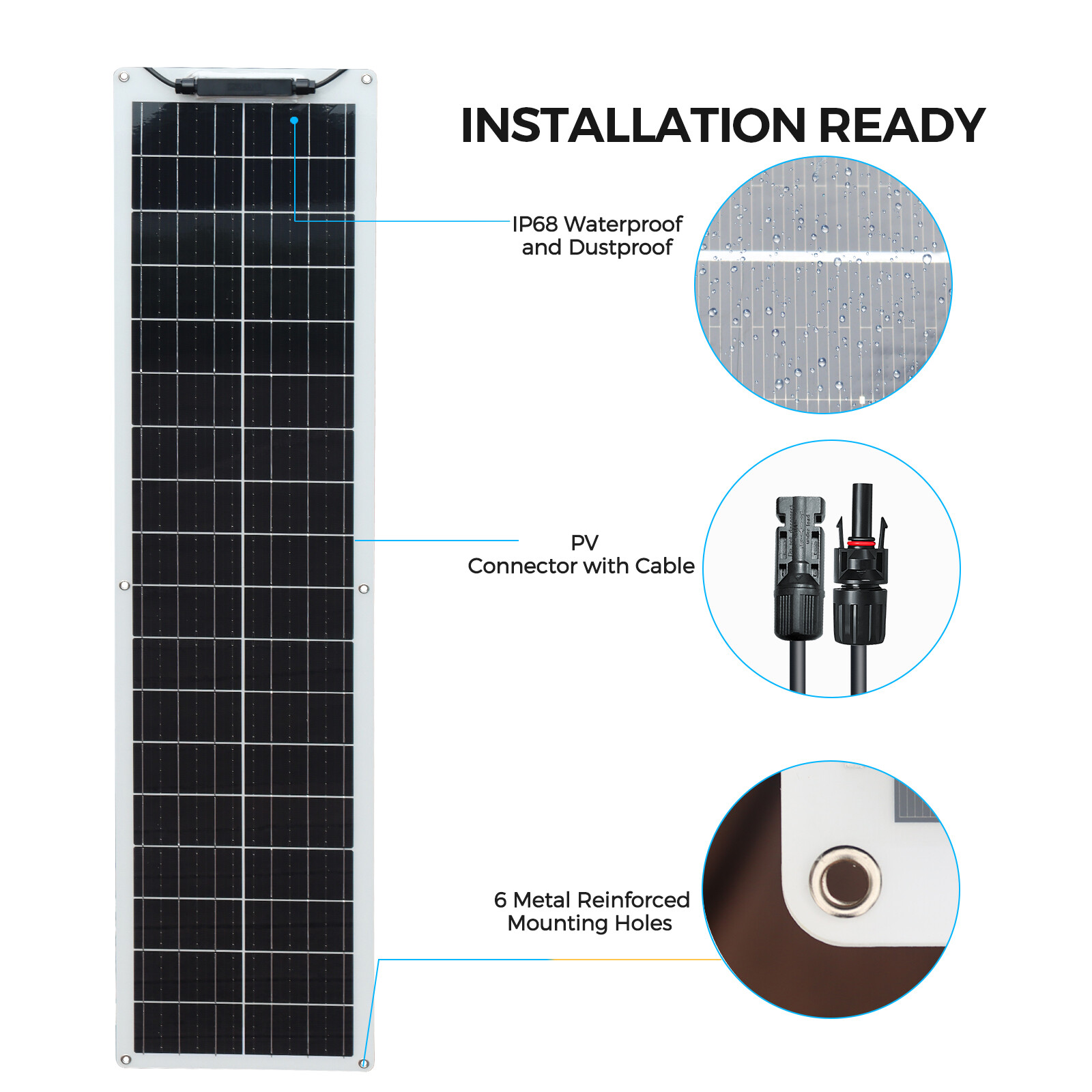 50Watt Solar Panel Kit 50W Monocrystalline PV module off-grid system for RV boat