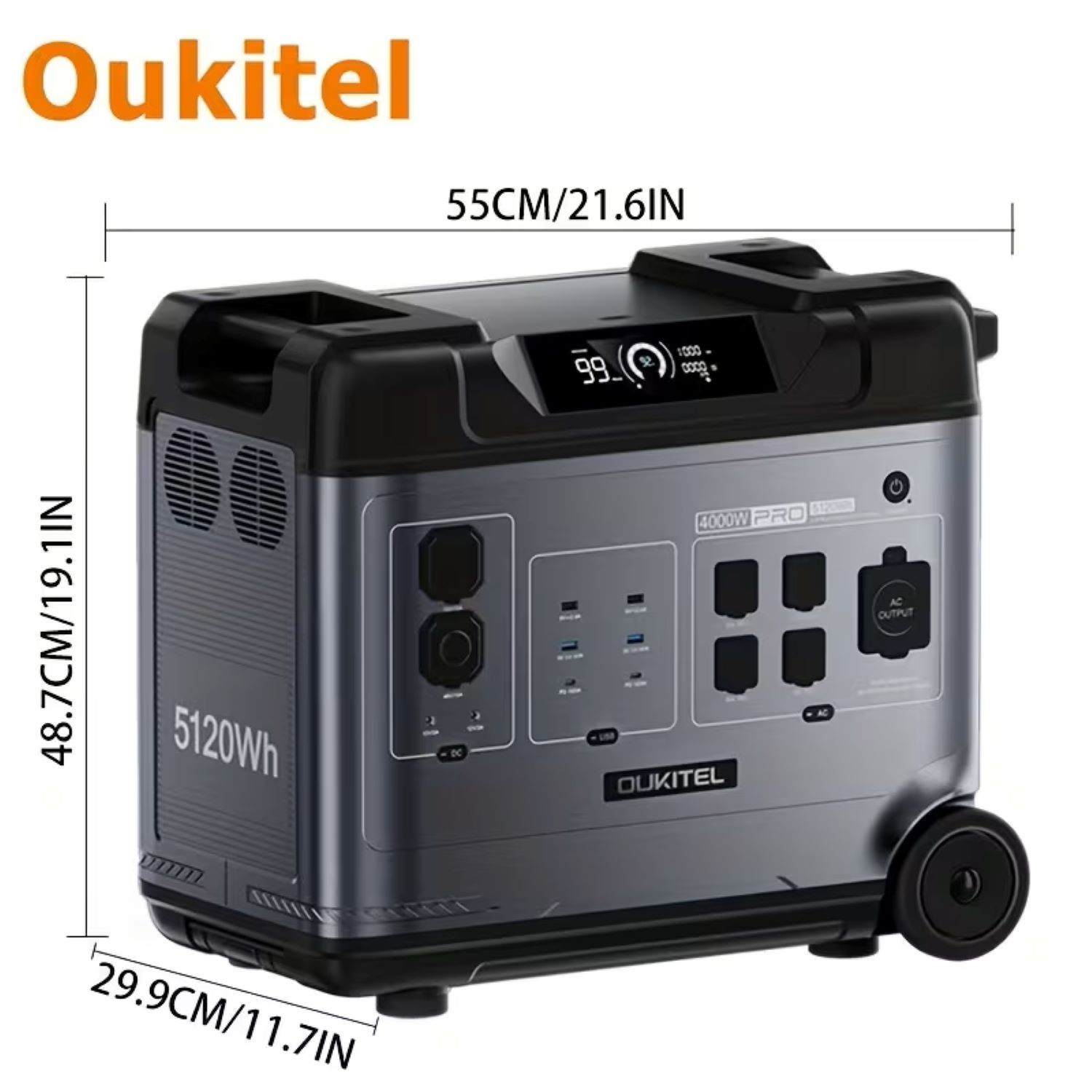 OUKITEL 5120Wh Solar Generator 3600W Power Station 5x3600W AC Output-6000W Surge