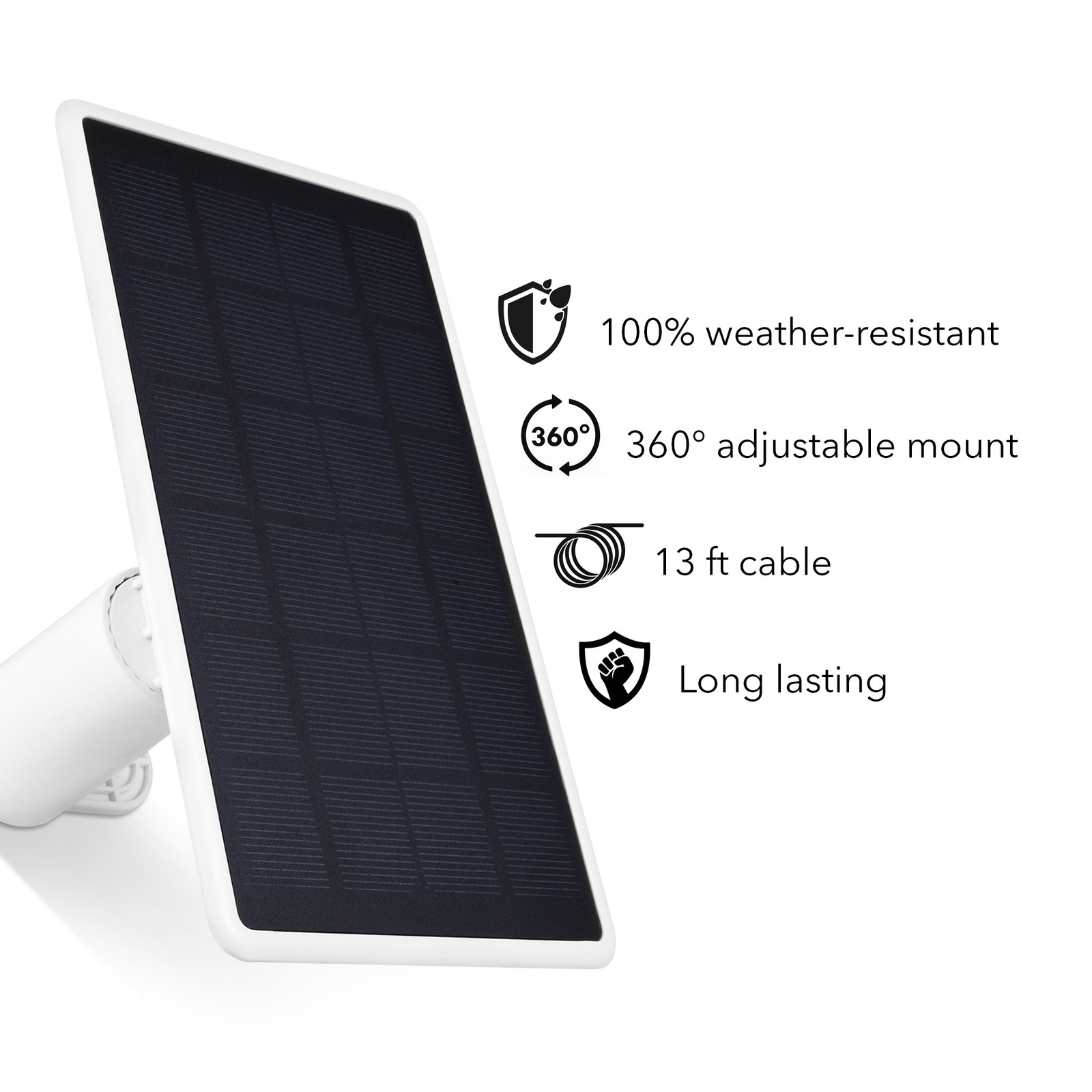 Wasserstein Solar Panel for SimpliSafe Wireless Outdoor Camera (White, 1 Pack)
