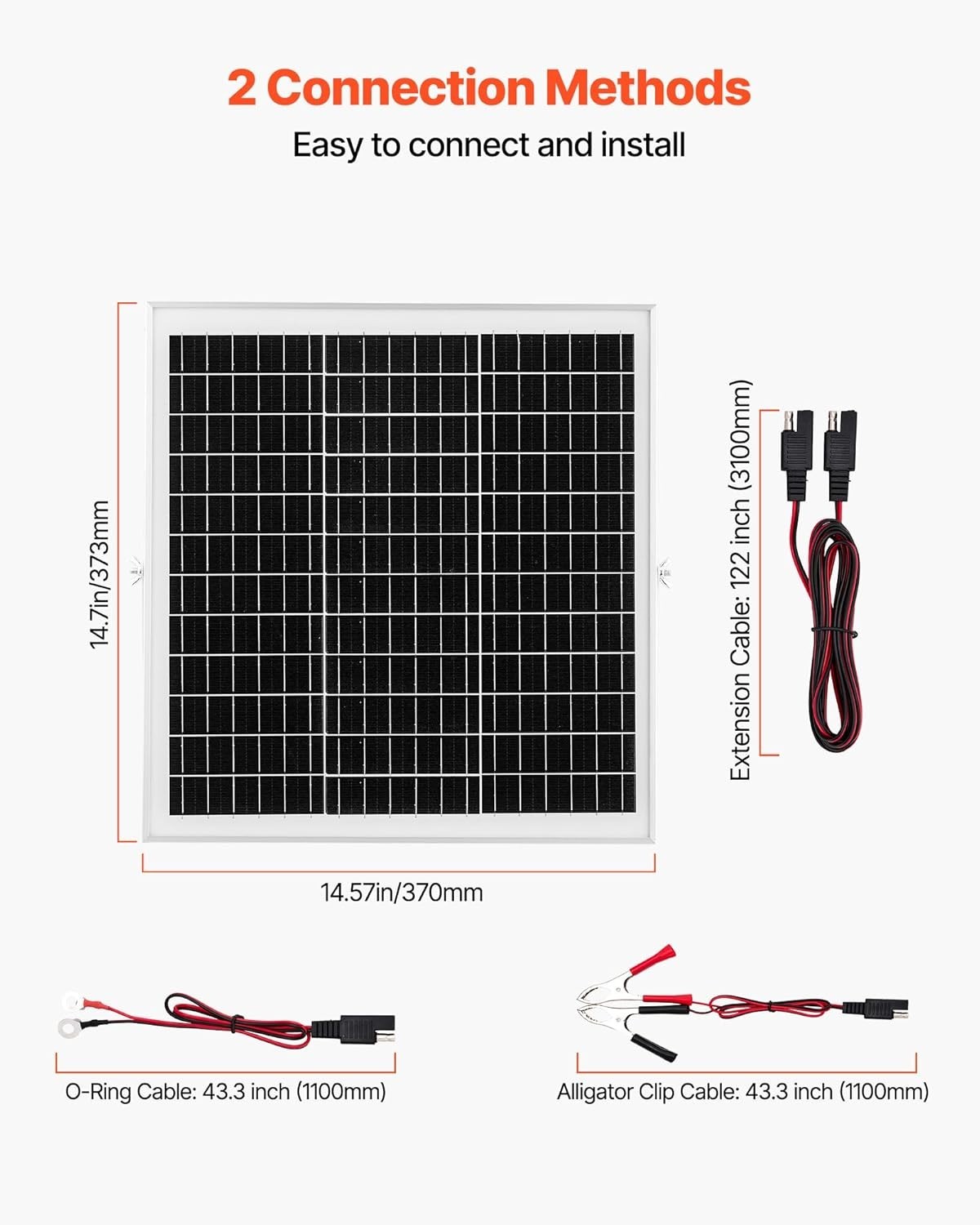 20W 12V Solar Panel Battery Charger, Solar Battery Trickle Charger Maintainer…