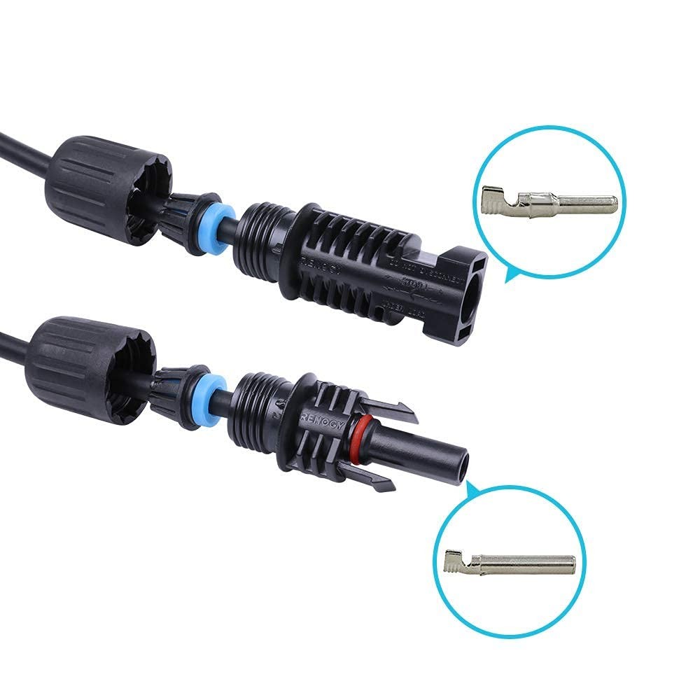 Renogy 5FT 12AWG Extension Cable with Male and Female Solar Panel Connectors, 5F
