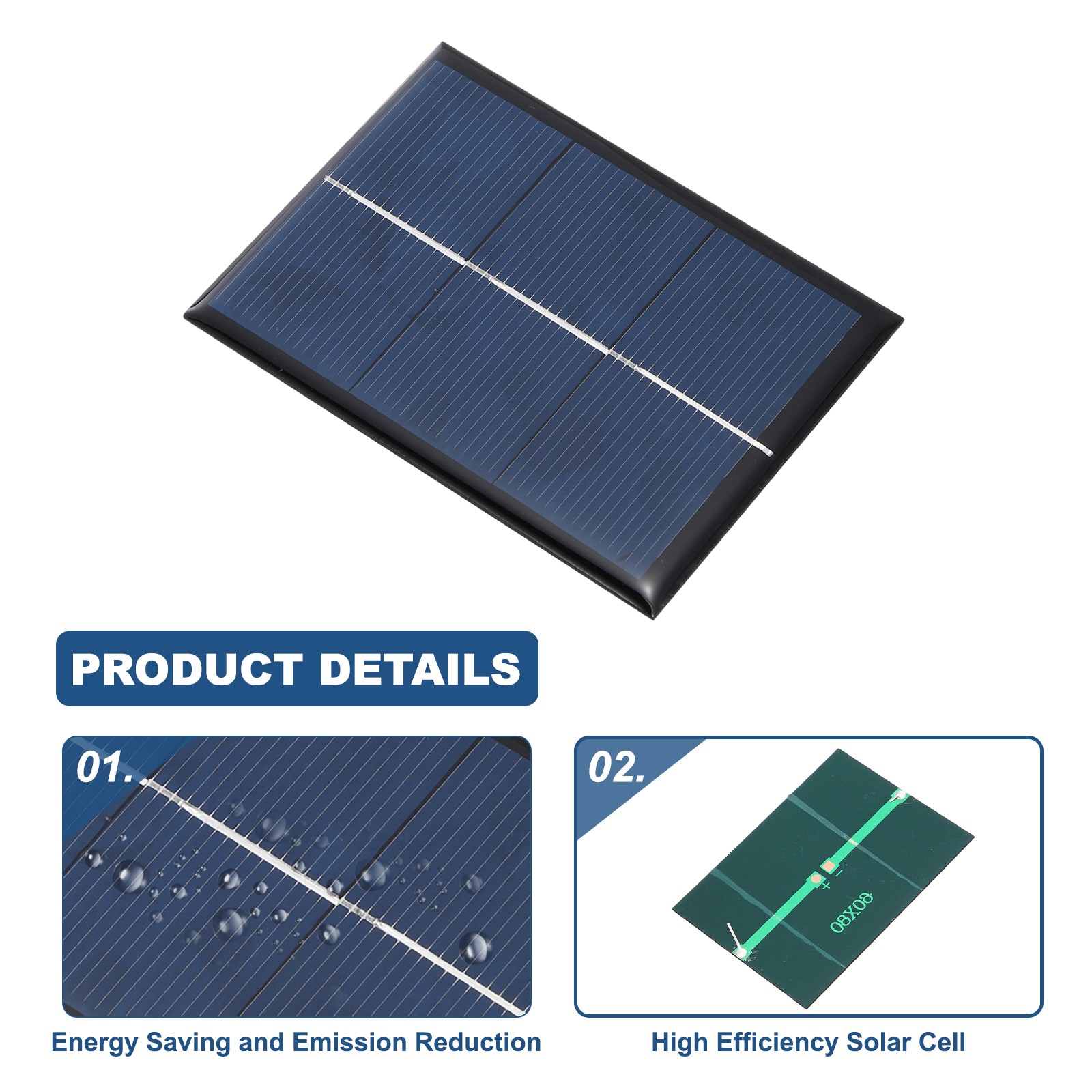 2pcs mini solar panels 1.5V 0.45W 300mA, for photovoltaic cells
