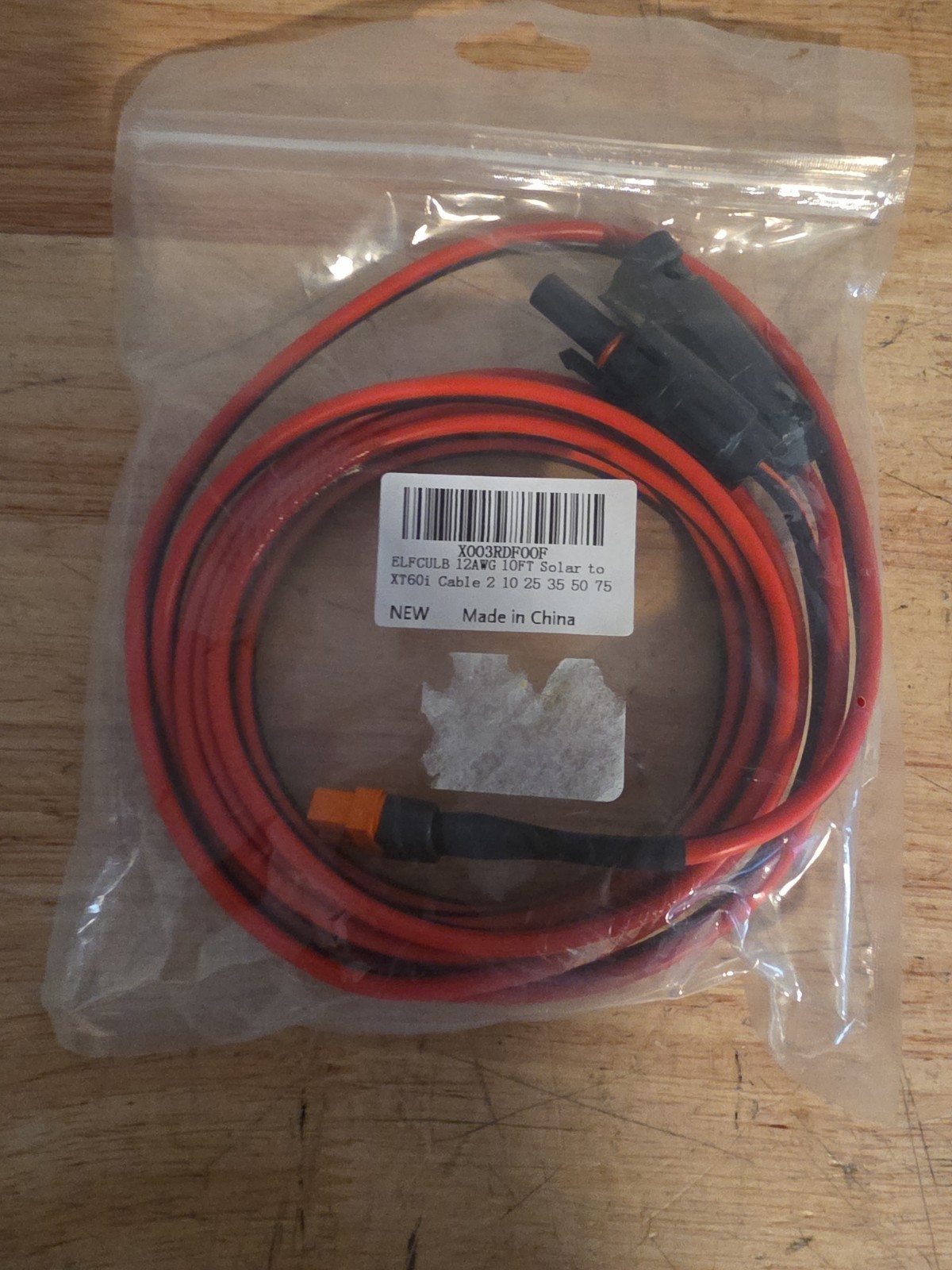 ELFCULB 12 AWG 10’FT Solar to XT60i Cable