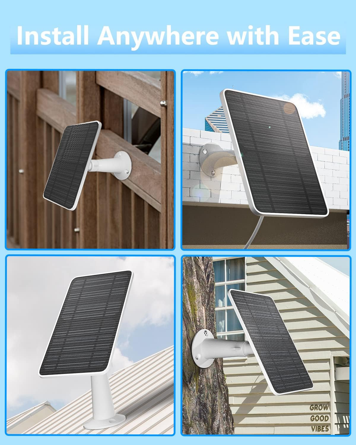 Solar Panel for Security Camera, 5V 4W Solar Panels Charger Compatible with Eufy