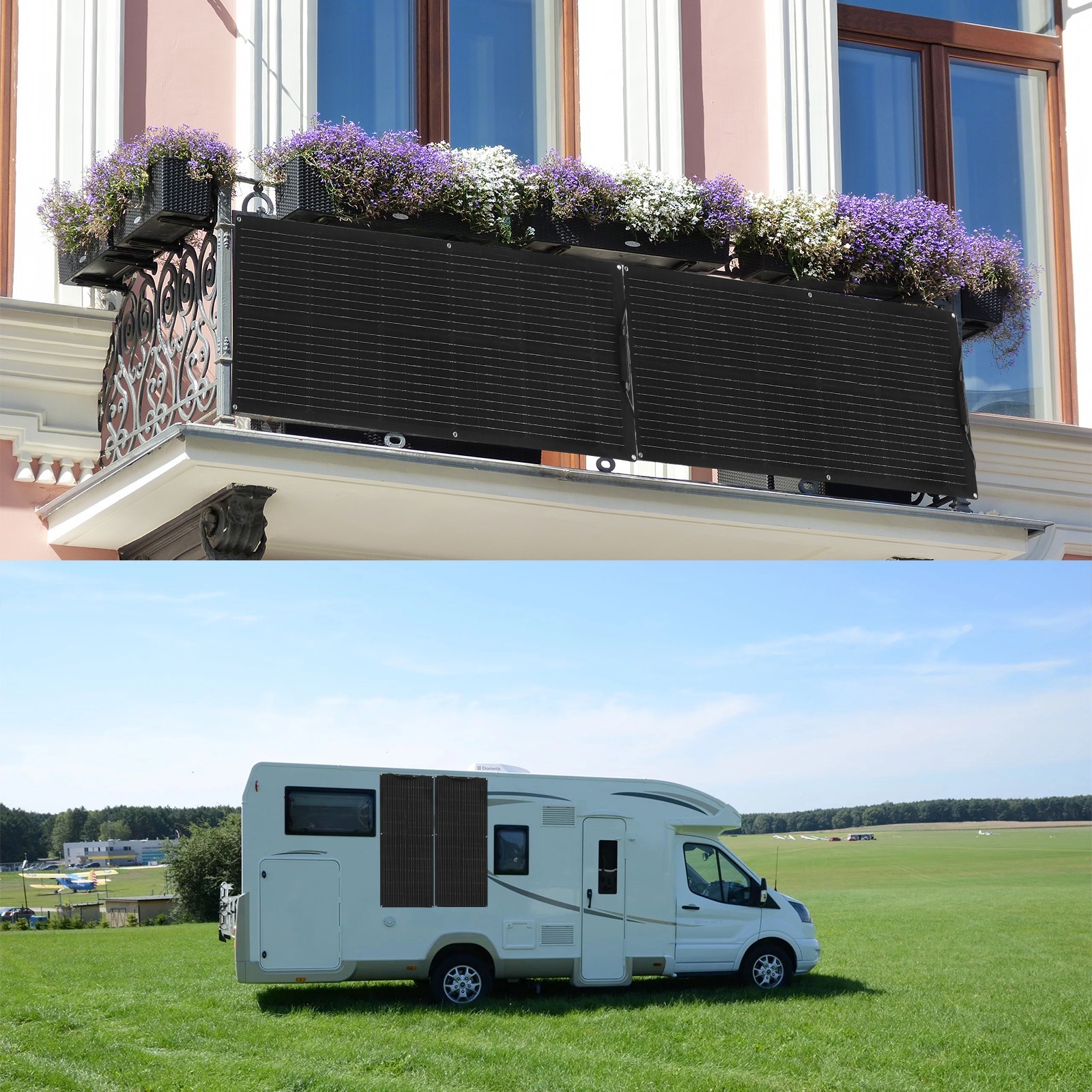 100Watt Solar Panel Flexible Portable Waterproof Modul for RV Boat Camping Black