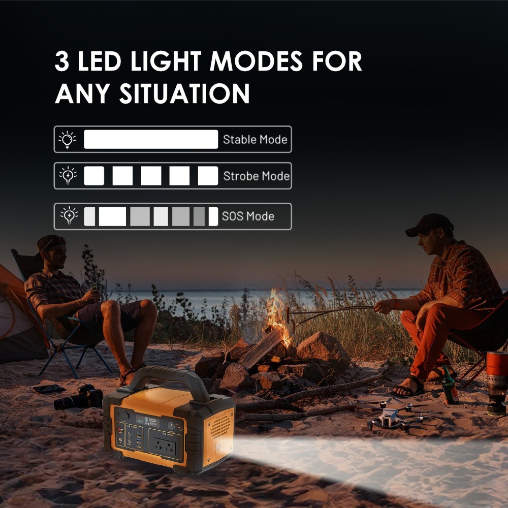 647Wh 600W Portable Power Station, AC/DC, LED Light, Backup Battery, 1200W Peak