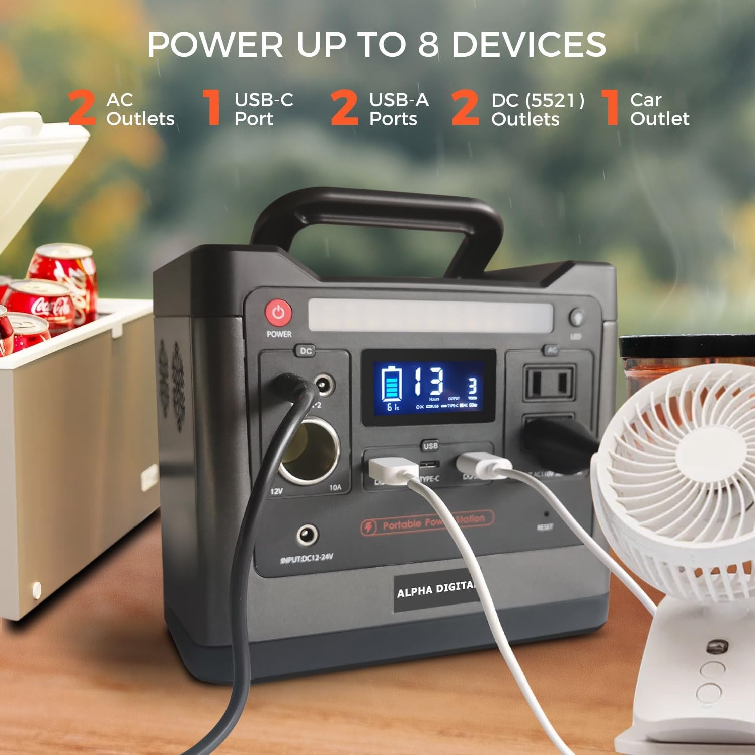 ALPHA DIGITAL 320W Outdoor Portable Power Station, 298Wh/93120mAh – BLACK/GREY