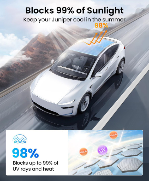 Protector Solar Techo Model Y Juniper 2025-2026 Aislante Plegable