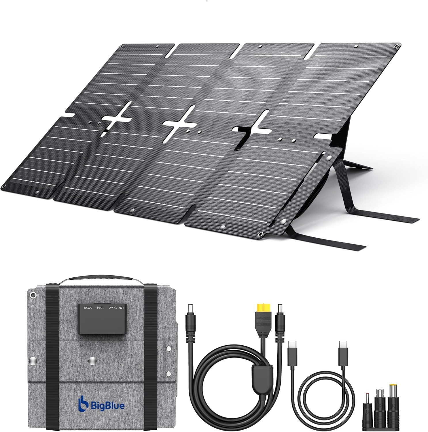 60W Portable Compact Solar Panel with PD 45W USB-C, 20W USB-A, DC Ports for Powe