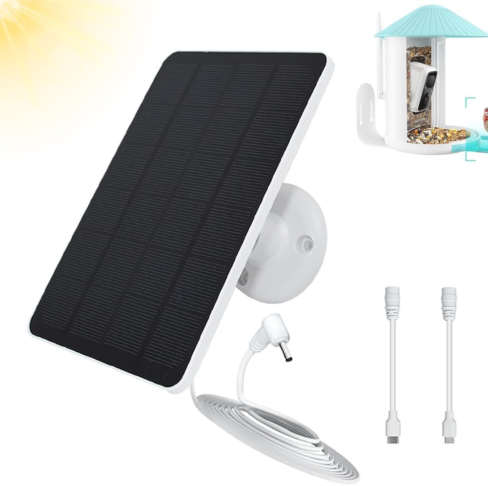 Bird Feeder Camera Solar Panel Replacement, 4W 5V Solar Panel 9.8Ft Charging Cab