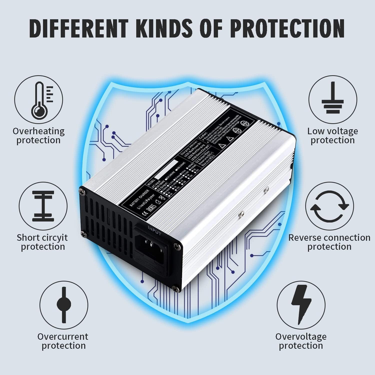 LiFePO4 Battery Charger 36V/43.8V 8A Lithium Iron Phosphate Battery Smart Cha…
