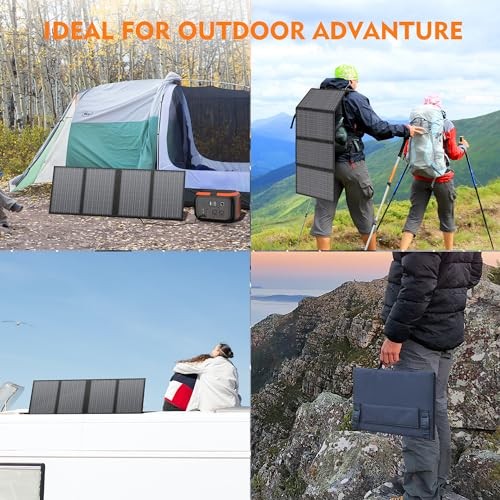 Solar Panel for Portable Power Station, Foldable Solar Panel with 12-18V DC 60W
