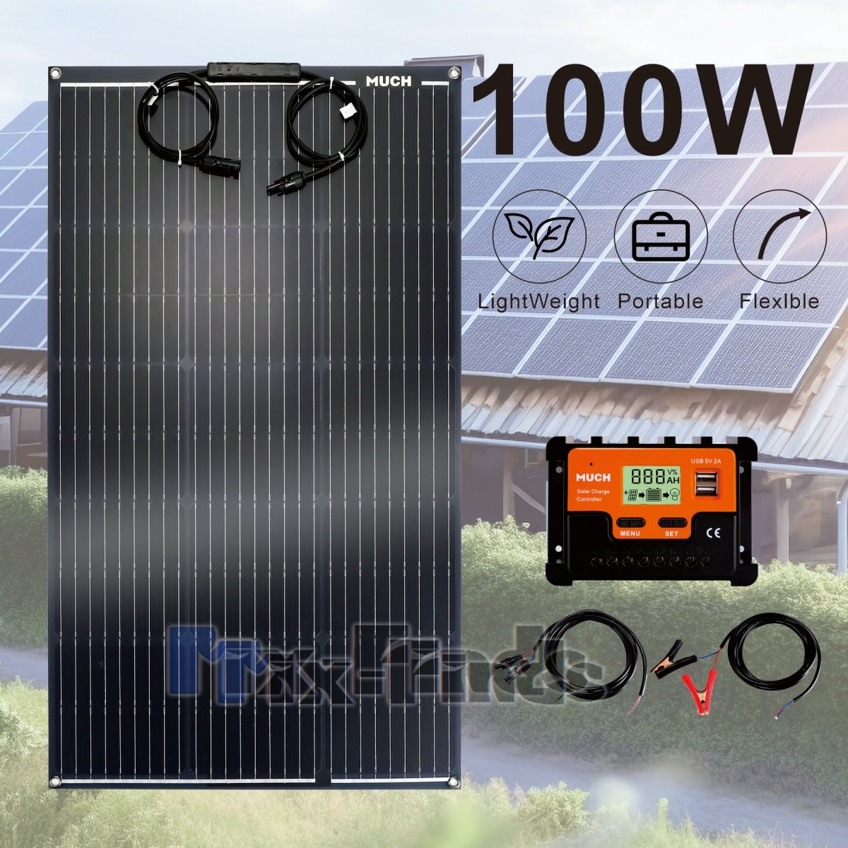 200W 18V Flexible Mono Solar Panel Portable Lightweight Charger for RV Boat New