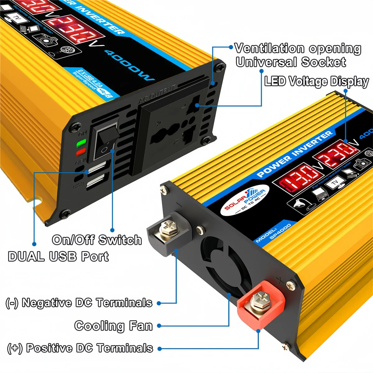 New 12V to 110V/220V Solar Panel System Battery Charge Controller 4000W Power