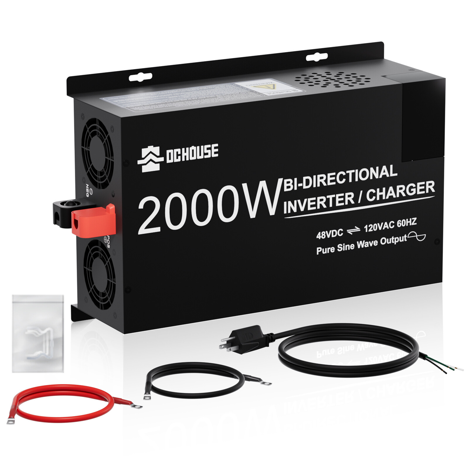 2 in 1 48V 2000W Pure Sine Wave Inverter 25A Lithium Battery Charger Golf Carts
