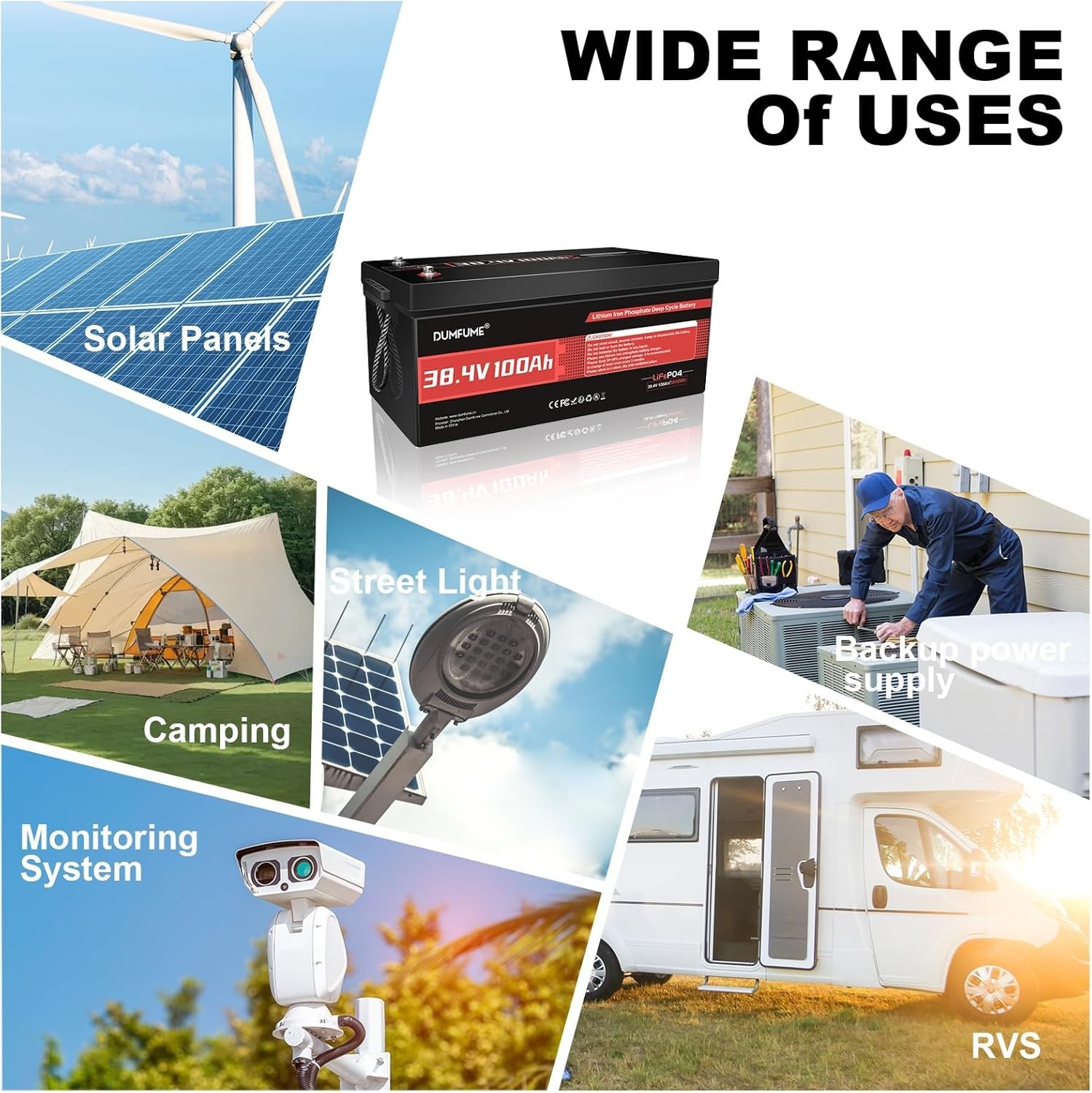 36V 100Ah LiFePO4 Lithium Battery 200A BMS 15000 Cycles For Golf Cart Off-grid