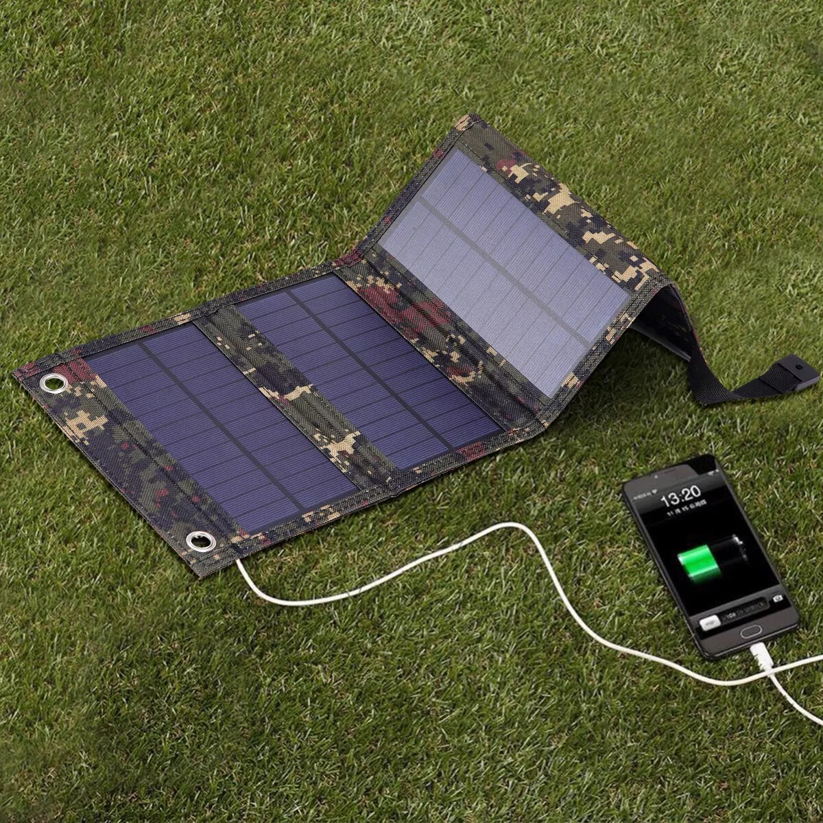 Portable USB Solar Panel Folding Power Bank Outdoor Camping Hiking Phone Charger