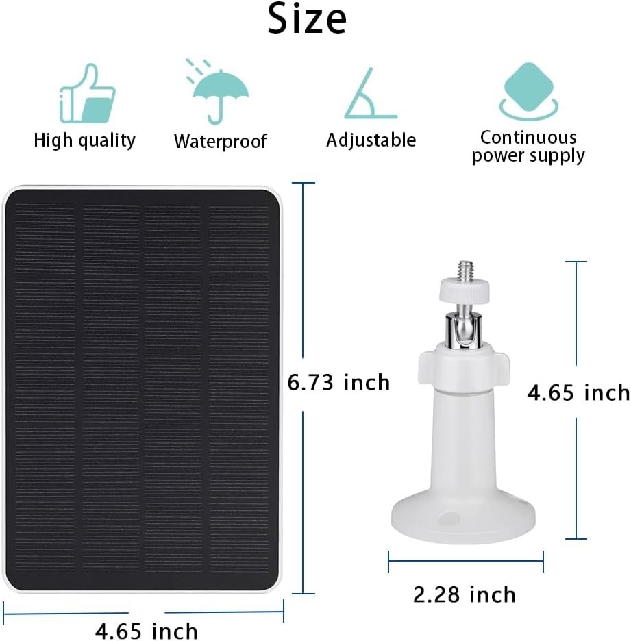 Adjustable Mount Solar Panel for WYZE EufyCam Pro Wireless Security Cam