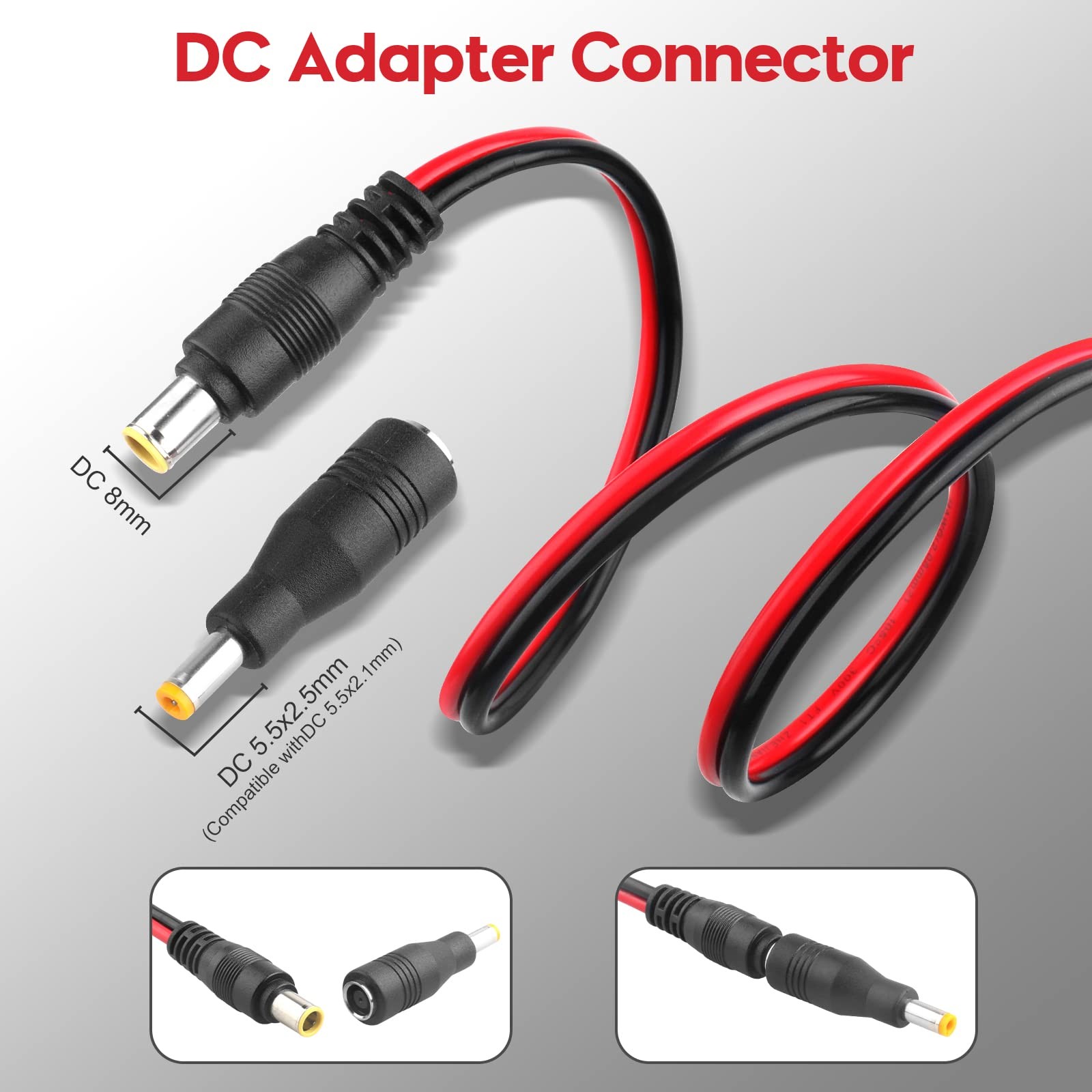 PAEKQ DC 8mm Male to SAE Connector Adapter 14AWG 6Ft Cable Wire Compatible wi…