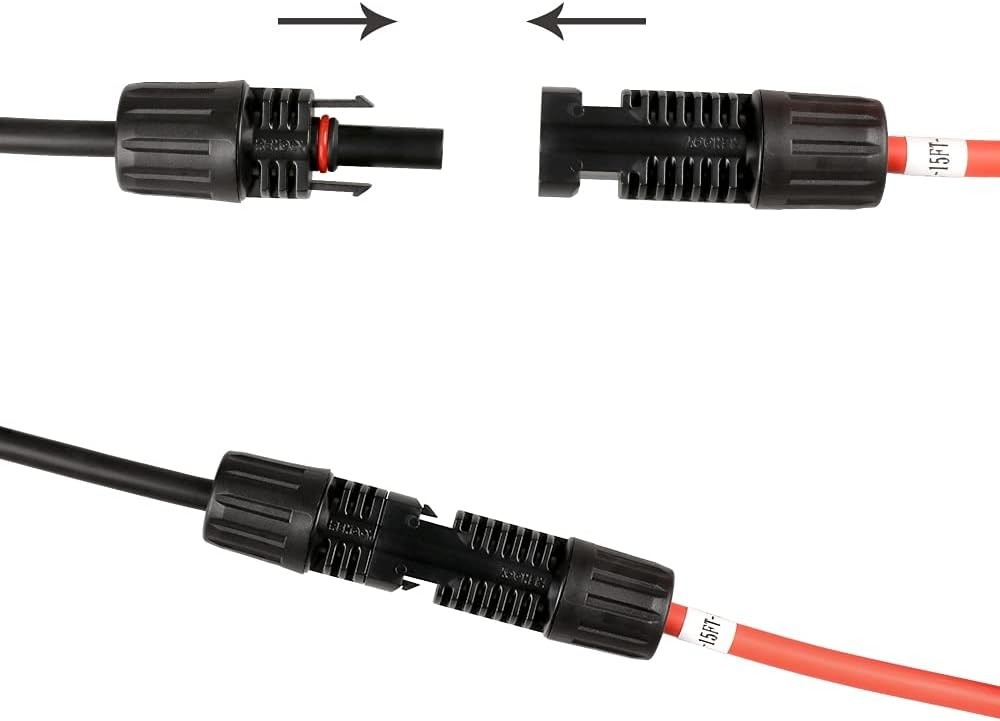Solar Panel Extension IP67 Cable 15 Feet 10AWG with Female and Male Connector