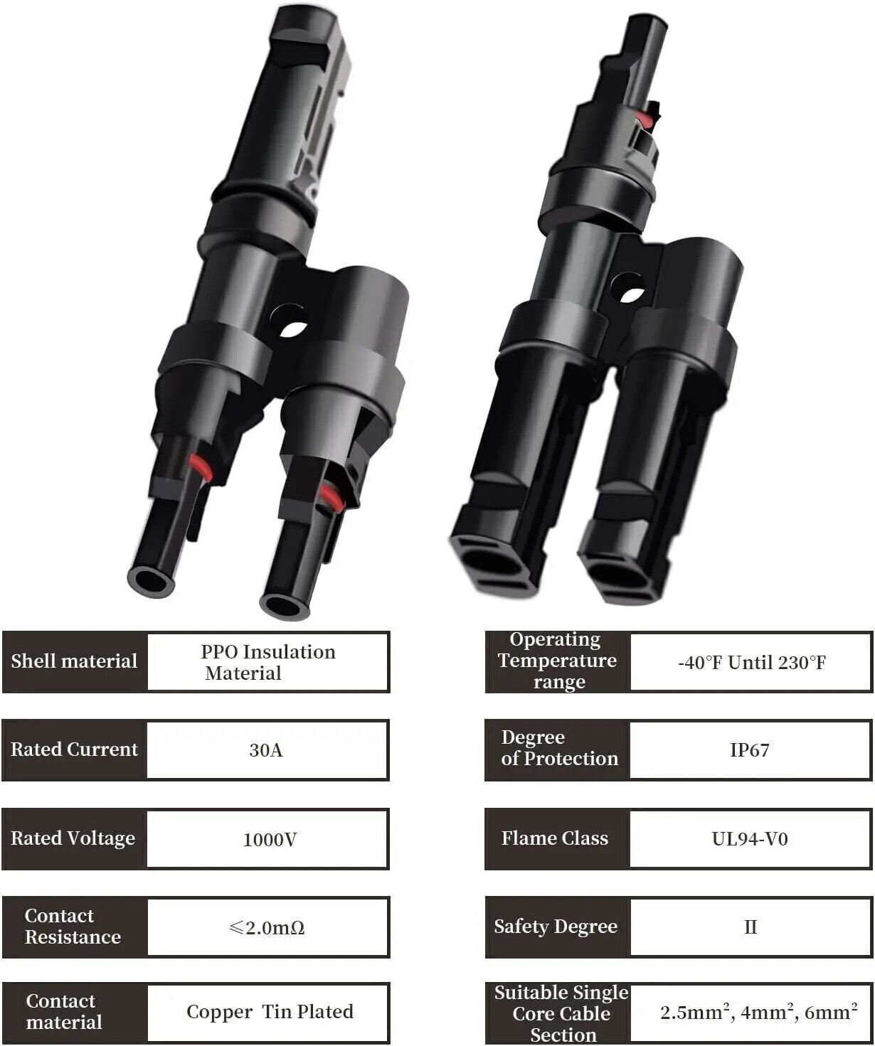 1Pairs x Solar Connector Y T branch M/M/F and F/F/M Y 2 type male 1 female and 2