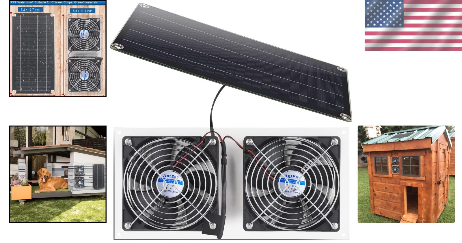 Weatherproof Dual Solar Fan Kit for Greenhouses, Chicken Coops, and Pet Houses