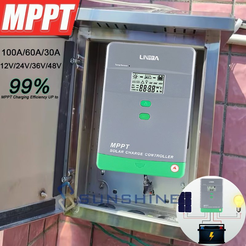 10-100A MPPT Solar Panel Regulator Charge Controller Auto Focus Tracking 12V/24V