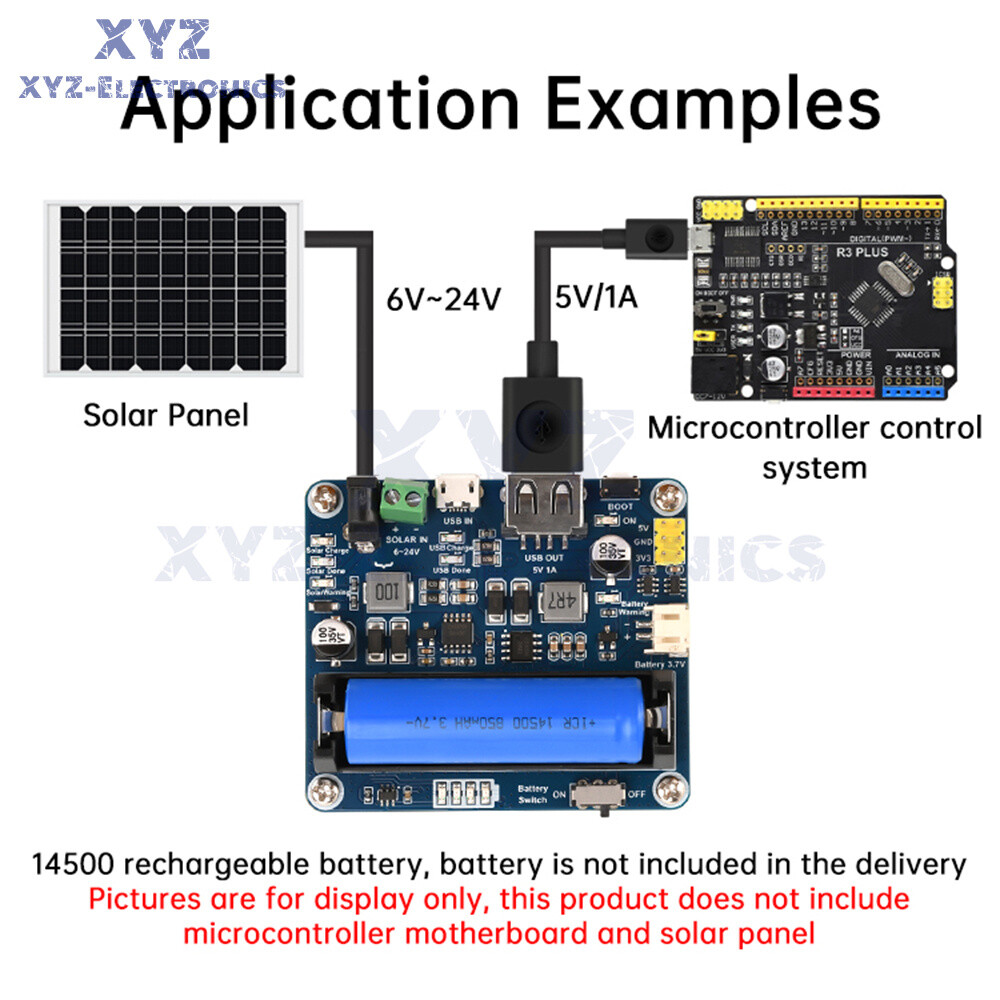 Power Manager Module for 6V~24V Solar Panel Support MPPT USB Battery Charging
