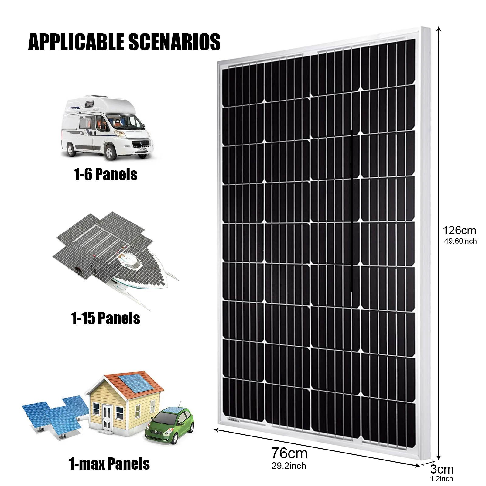 1.4KW Solar Panel 23% High Efficiency 200W PV Modual Caravan RV Solar Generator