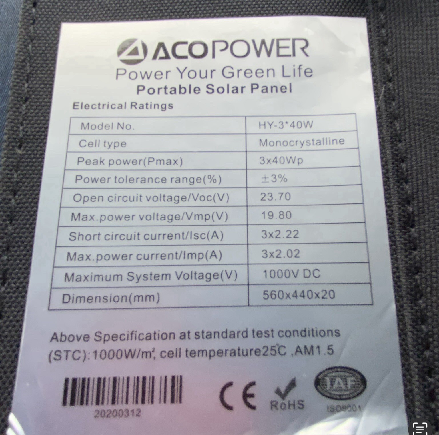 AcoPower 120 Watt Foldable Portable Solar Panel W/ProteusX Charge Controller