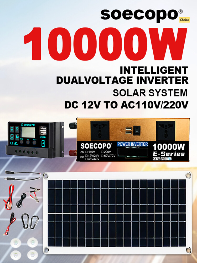 10000W Power Inverter Solar Generator With 200W Solar Panel Home Complete Set