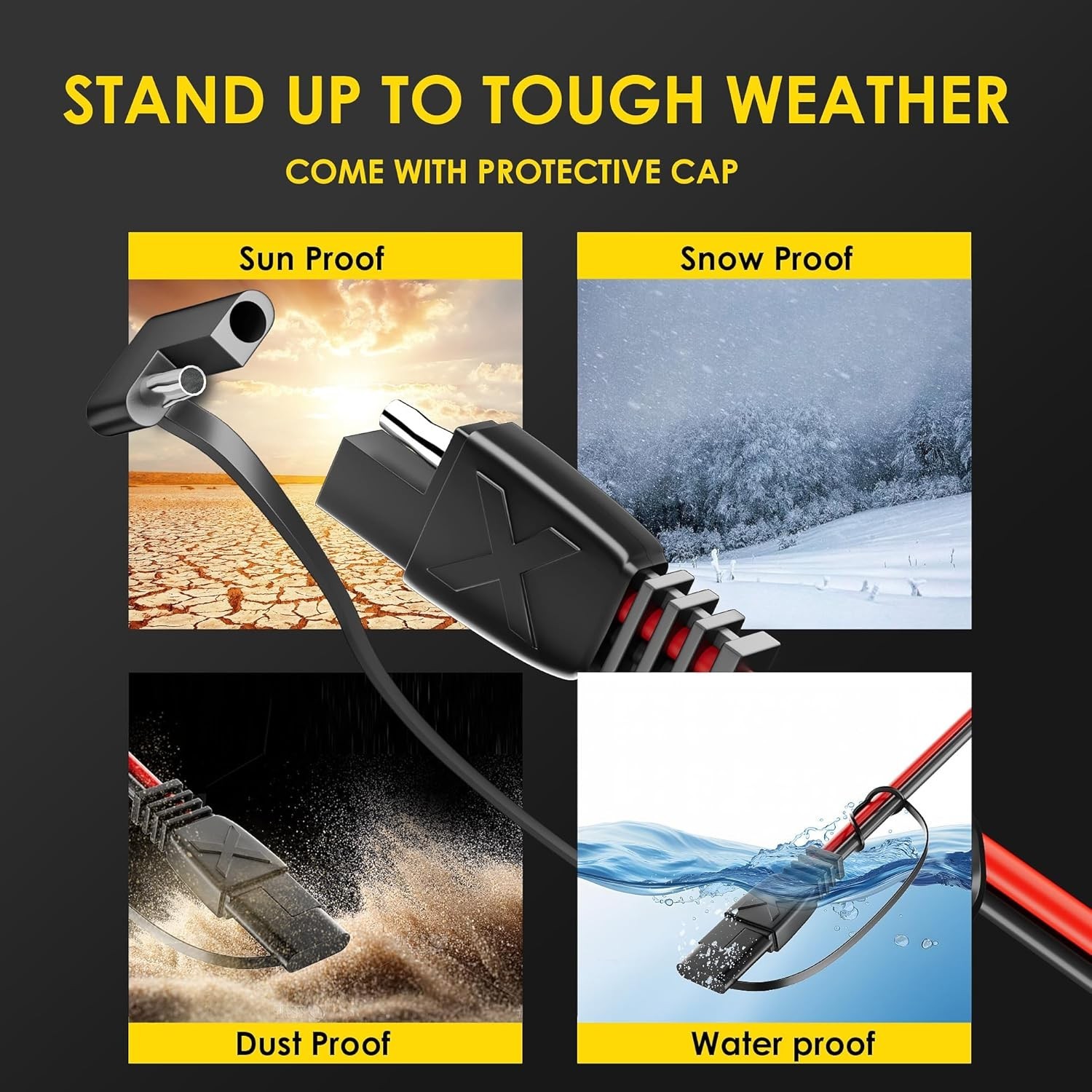 15FT SAE Extension Cable – 30A Waterproof Quick Connect for Automotive & Solar