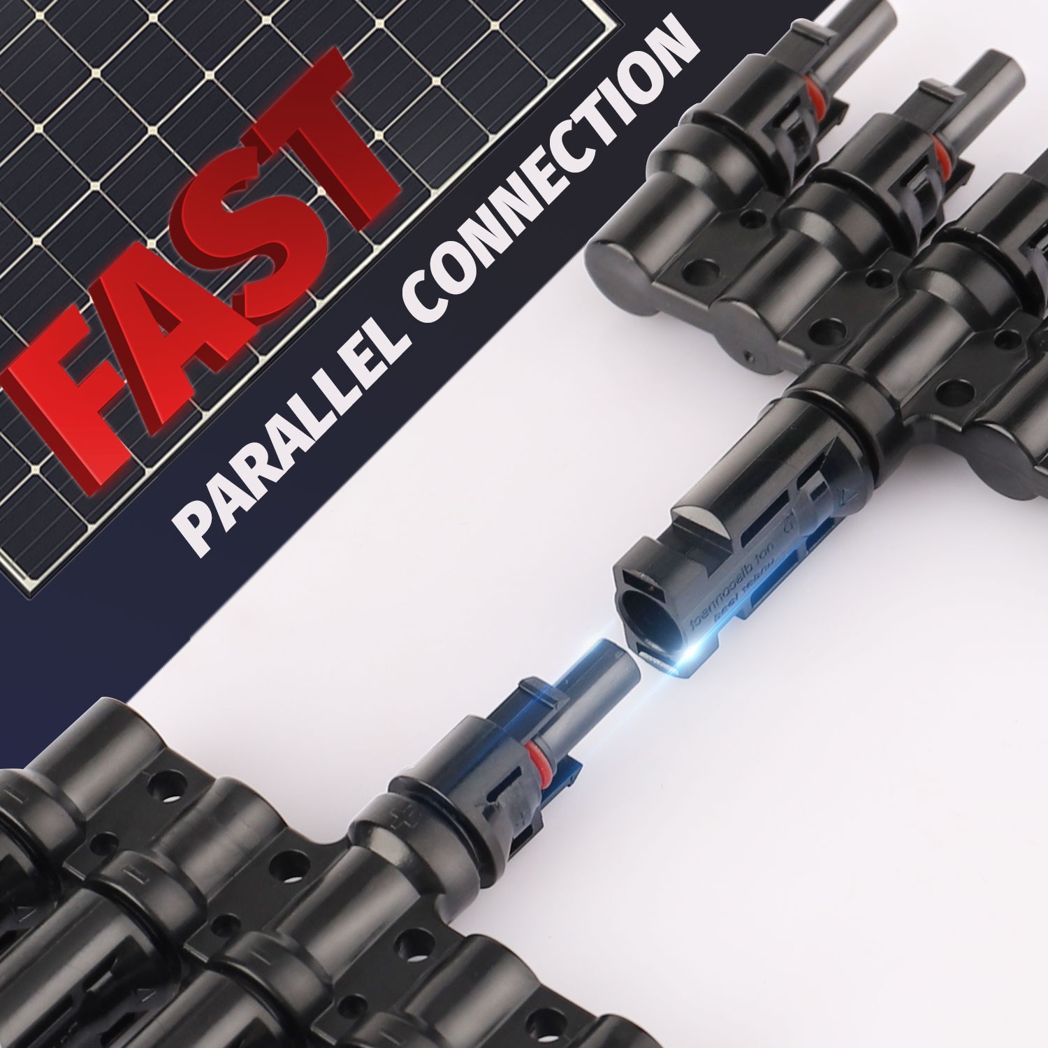 1 Pair 5 to 1 Solar Y Branch 5 Way Solar Panel Parallel Connectors Solar Adapter