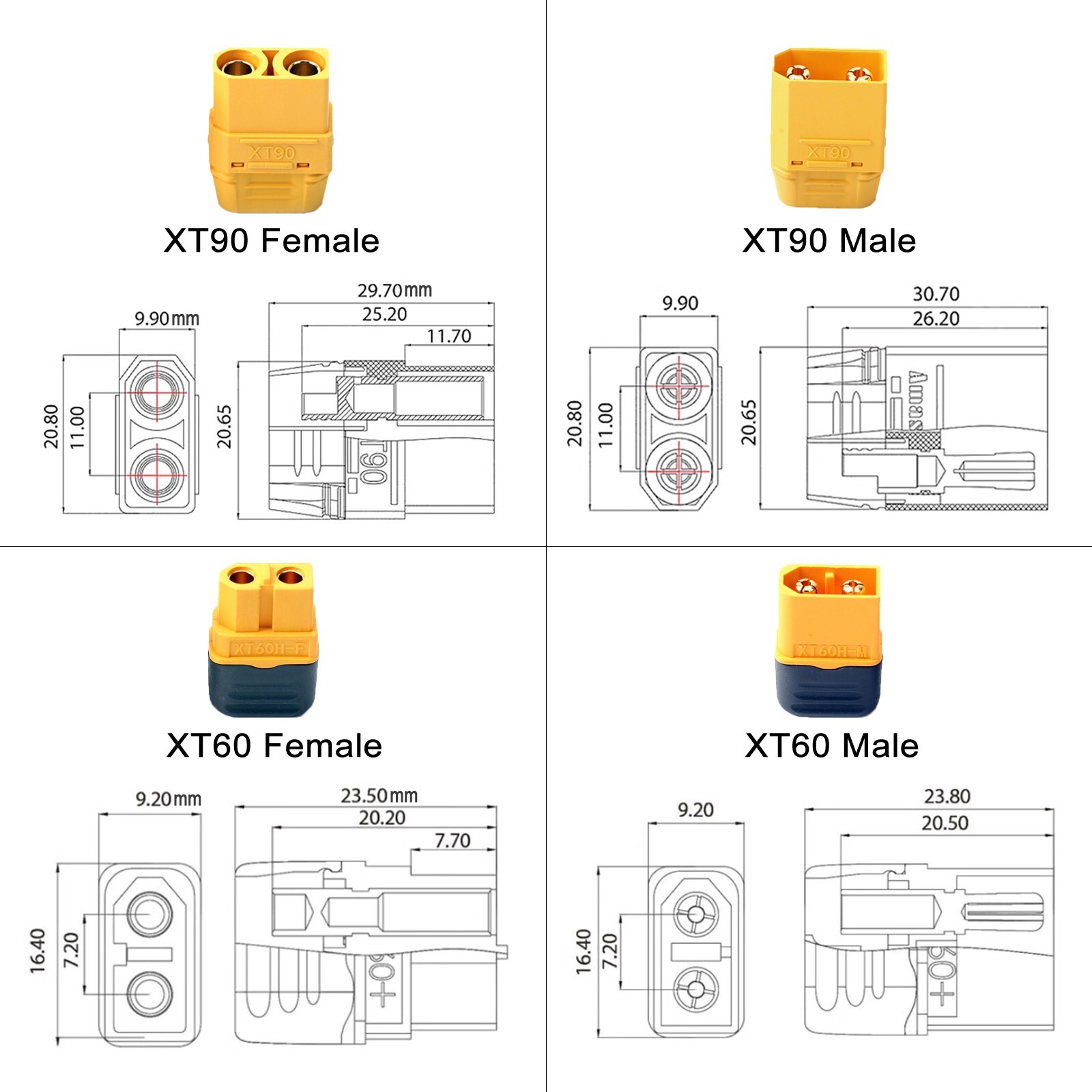 10 AWG XT60 Female Male Connector Adapter to Solar Extension Cable Battery Cable