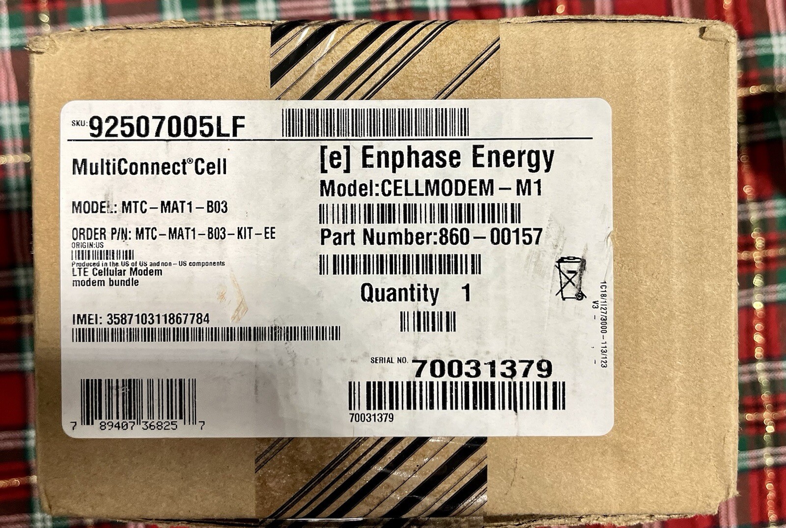 ENPHASE ENERGY MULTICONNECT CELL MODEM M1 WITH 5 YEAR PLAN AT&T