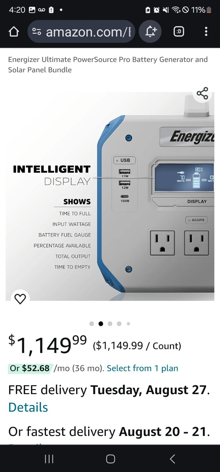 Energizer 1200W Generator / 200W Solar Panel Bundle