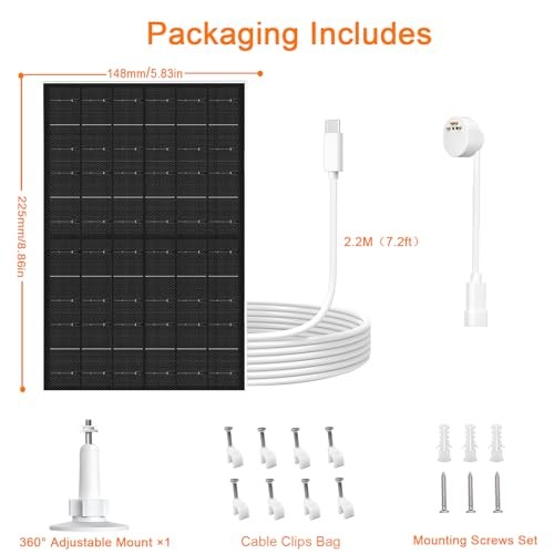 7W Solar Panel Charger for Google Nest Cam Battery Version, USB-C Solar