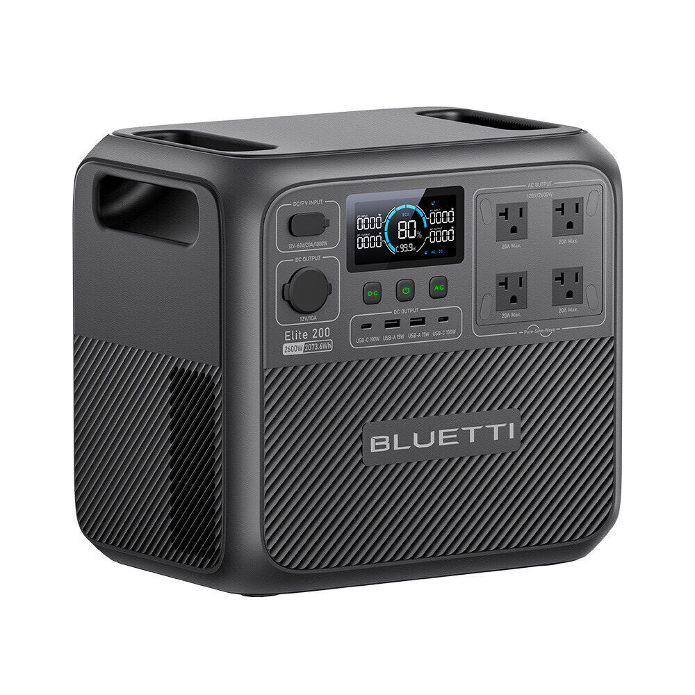 BLUETTI Elite 200 V2 2600W 2073Wh Portable Power Station+350W Solar Panel Kit