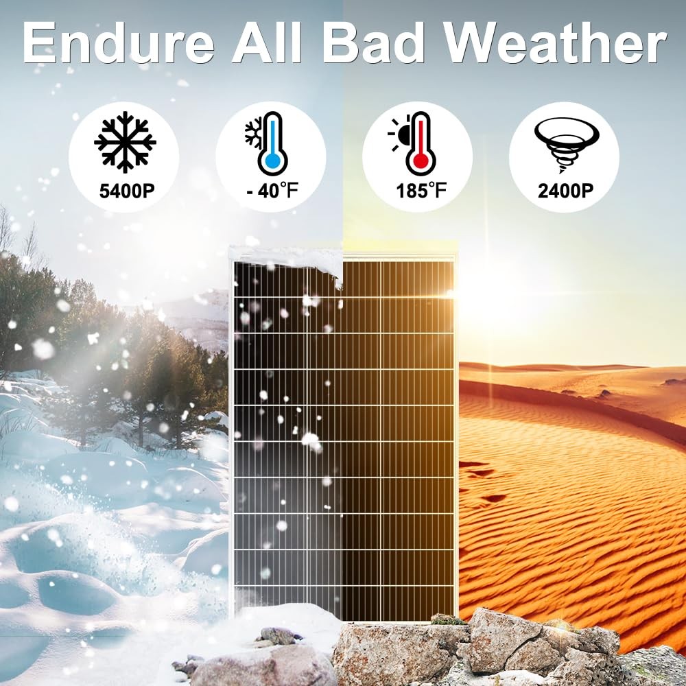 Monocrystalline Solar Panel Size 150W 18V for 12V System, Aluminum Frame, MC4…