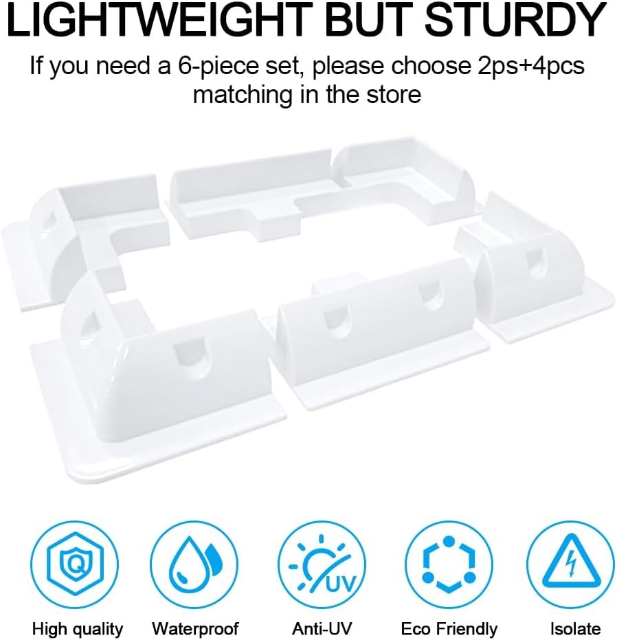 2-Pack White PC No-Drill Solar Panel Corner Mounting Brackets, RV Boat Van Roof