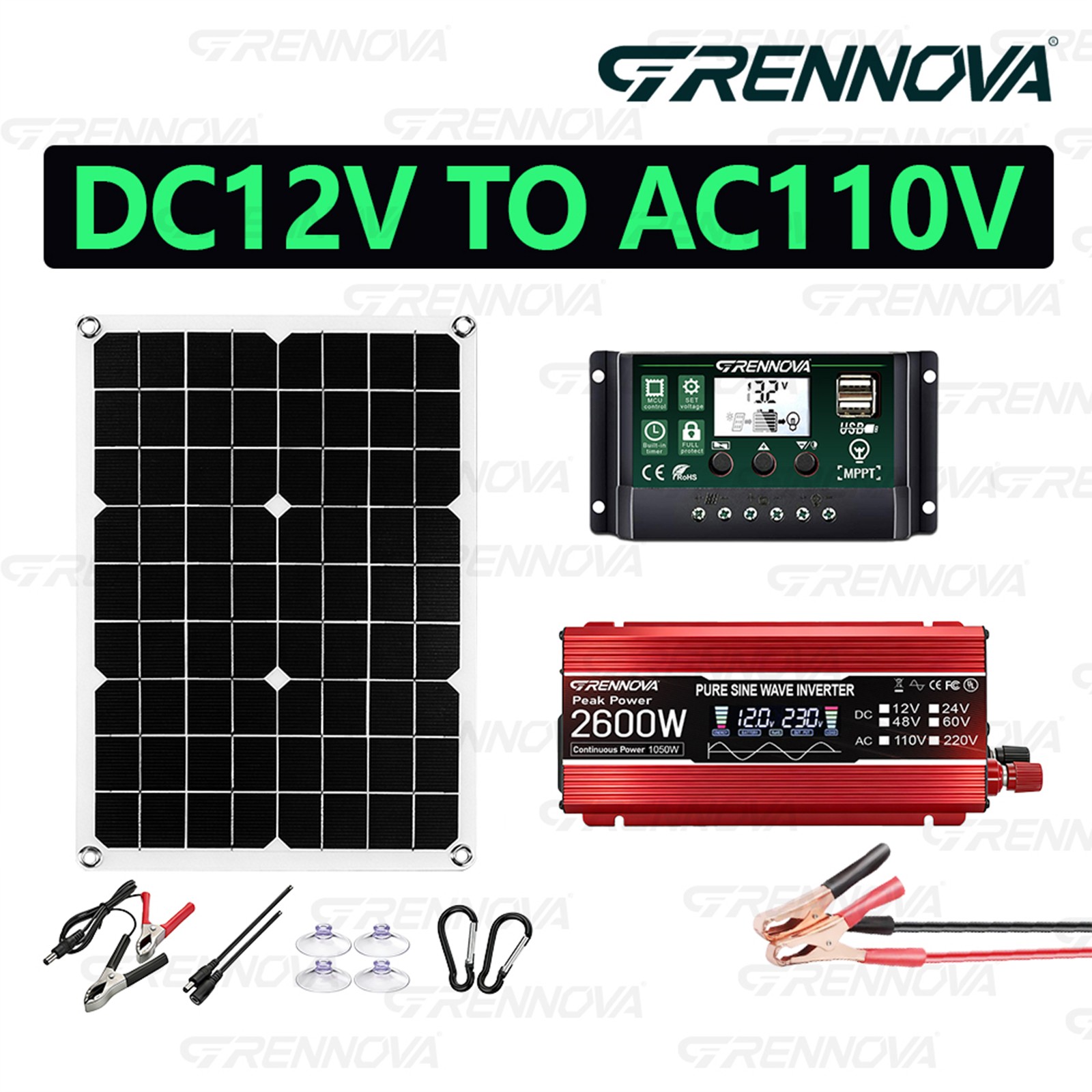 Grennova 2600W Heavy Duty Solar Kit 60A MPPT Off-Grid DIY Home Backup