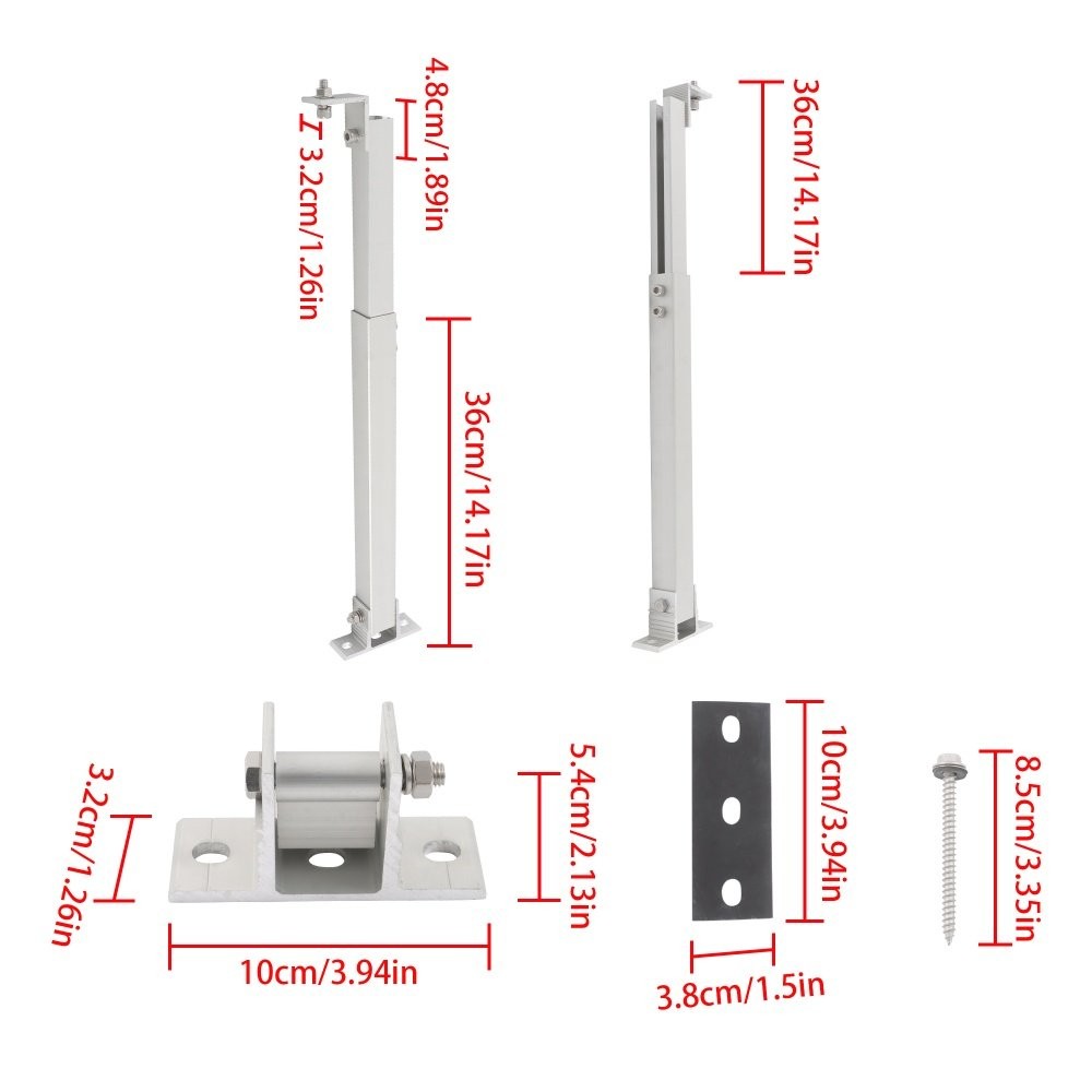 2Pcs Adjustable Solar Mount System Anti-Rust Bracket For Flat Roof Marine Boat