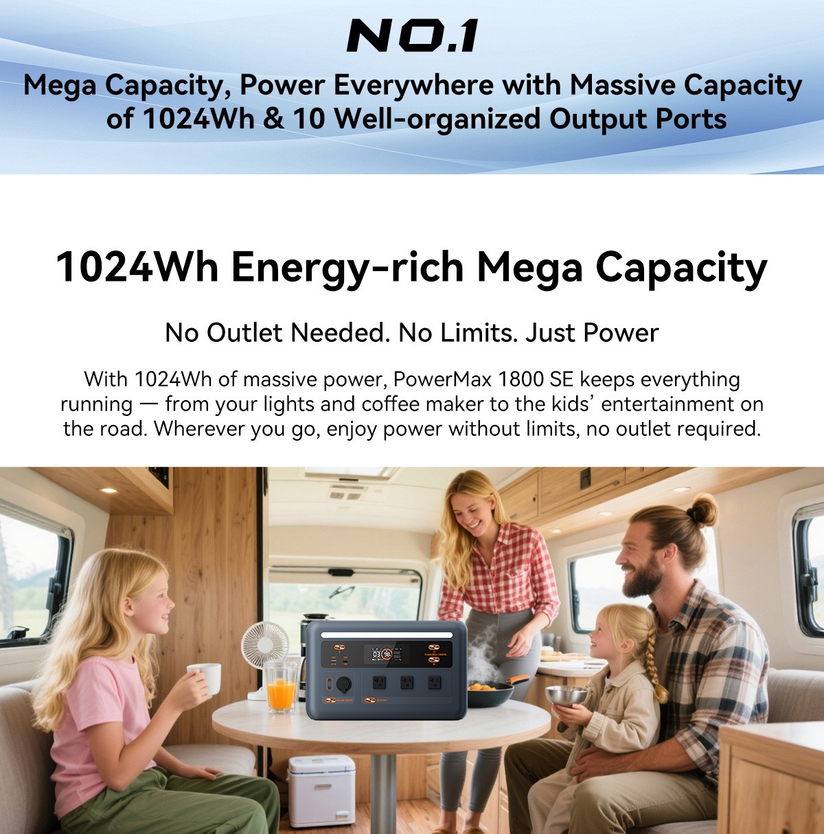 Blackview OSCAL PowerMax 1800W Portable Power Station 1024Wh + 400W Solar Panel