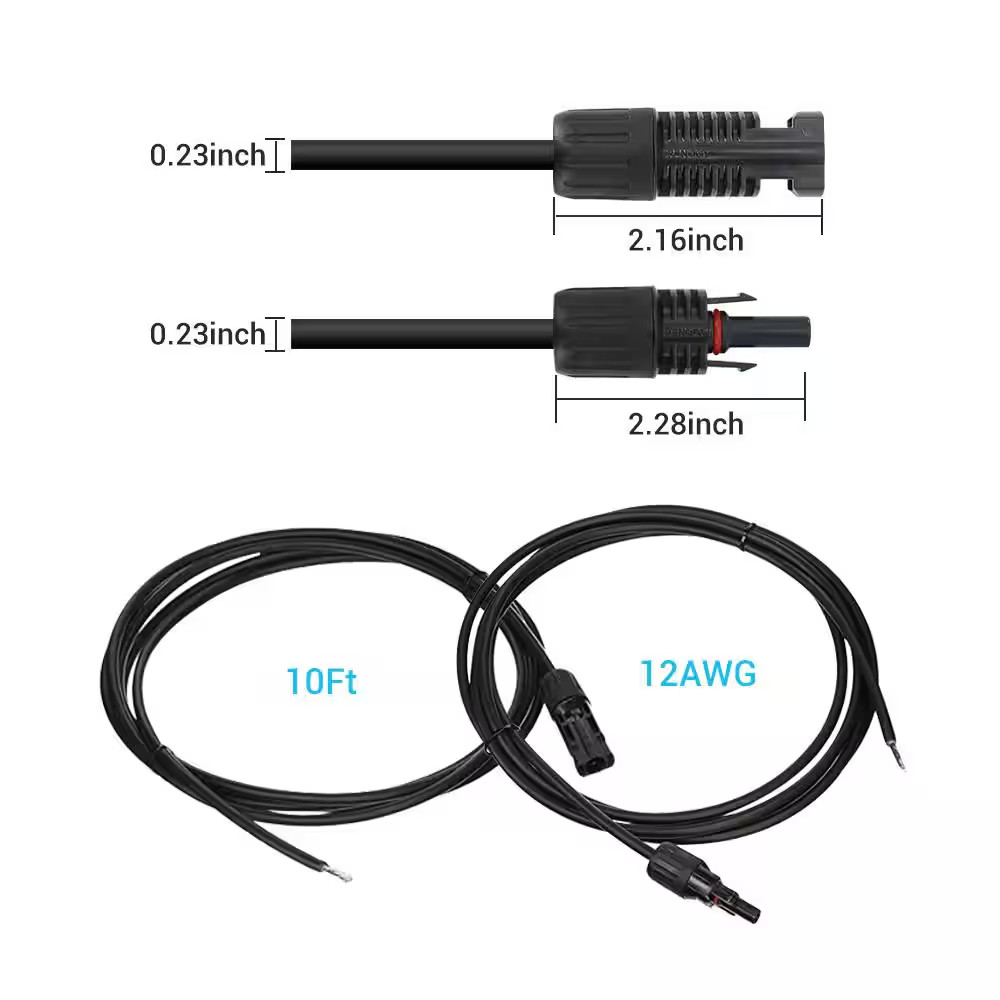 10 Ft. 12 AWG Solar Panel and Charge Controller Connector Adaptor Kit Cables