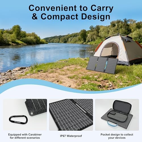45W Portable Solar Panels Chargers with USB-C, USB-A and DC Outputs EP-45W
