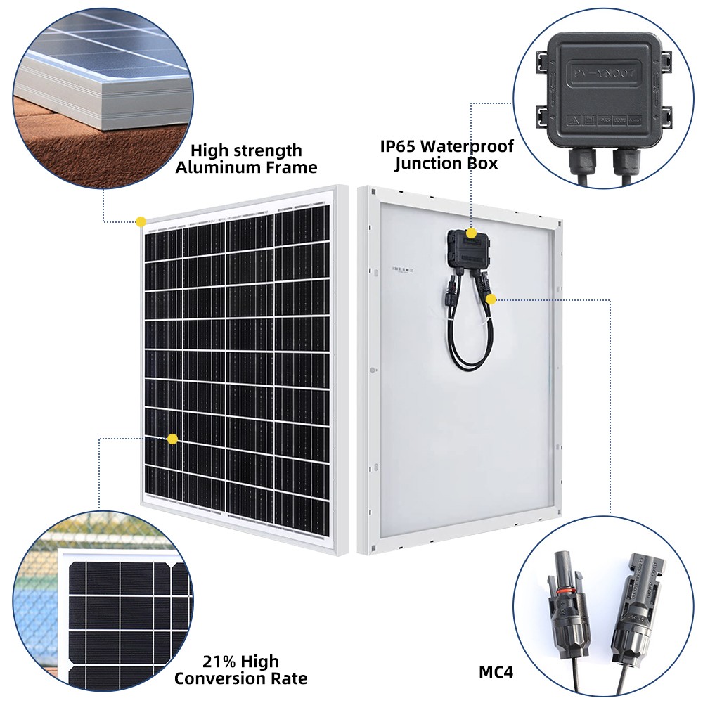 200W Watt Mono Solar Panel 12V Charging Off-Grid Battery Power RV Home Boat Camp
