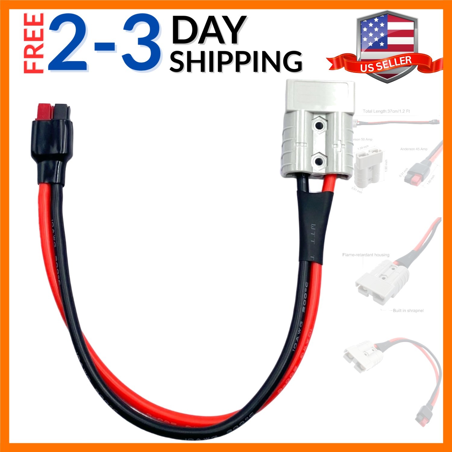 1 Pcs 10AWG SB50 to PP45 Connector Cables, 1.2 Ft ADS Connector 45 Amp to SB5…